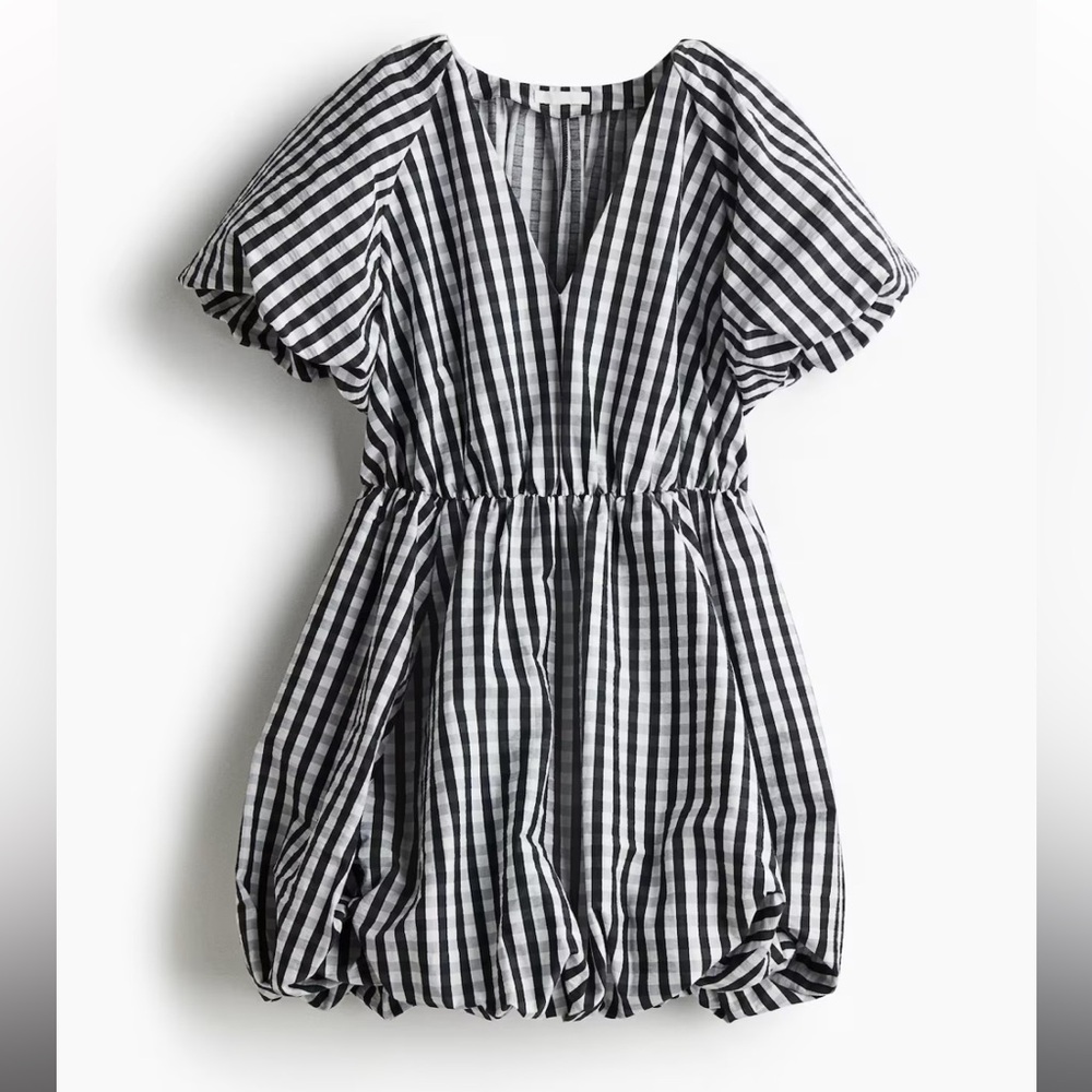 NWT Bubble Hem Gingham Mini Dress